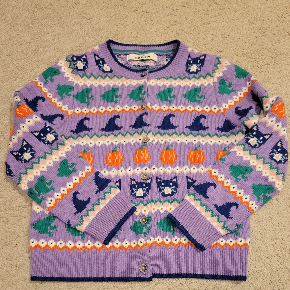 Mini Boden Halloween Fair Isle Cardigan 8-9 Years